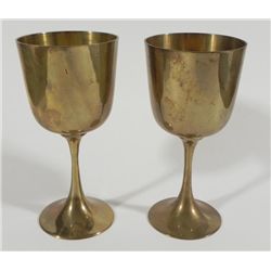 VINTAGE PAIR OF BRASS GOBLETS- 5 1/2" TALL