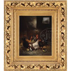 SCOTT LEIGHTON (American, 1849-1898) "IN THE BARN"