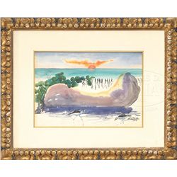 WILLIAM ZORACH (American, 1887-1966) SUNRISE OVER THE BEACH