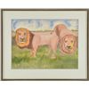 Image 1 : BERNARD LANGLAIS (American, 1923-1977) "TWO LIONS"