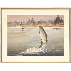WAYNE DAVIS (American, 1904-1988) SALMON FISHING