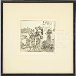 ALFRED HEBER HUTTY (American, 1877-1954) "CORNER OF HUGUENOT CHURCH, CHARLESTON"