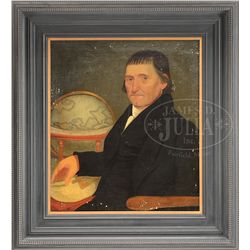 UNSIGNED (Early 19th Century or Earlier) PORTRAIT OF A MAN WITH WORLD GLOBE