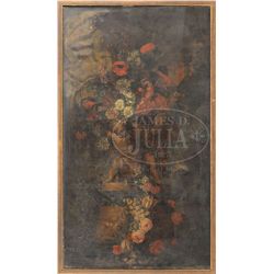 UNSIGNED (Dutch Style, 18th Century) STILL LIFE WITH FLOWERS & STATUES