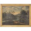 Image 1 : UNSIGNED (European, 19th Century) CLASSICAL LANDSCAPE WITH CASTLE, WATER & FIGURES