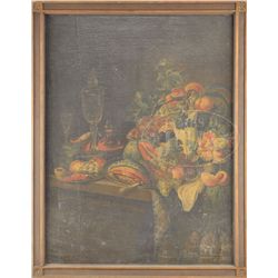UNSIGNED (European, 19th Century) STILL LIFE OF FRUIT & FLOWERS WITH POKAL