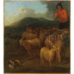 ATTRIBUTED TO DAVID TENIERS THE YOUNGER (Flemish 1610-1690) SHEPHERD WITH HIS FLOCK