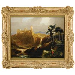 ATTRIBUTED TO SIDNEY RICHARD PERCY (British, 1821-1886) CASTLE RUINS IN LANDSCAPE