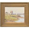 Image 1 : ALDRO THOMPSON HIBBARD (American, 1886-1972) COASTAL SHORELINE VIEW WITH BOATS AND BUILDINGS