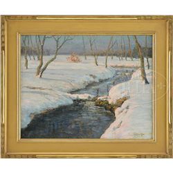 WALTER KOENIGER (American, 1881-1943) WINTER LANDSCAPE WITH BROOK