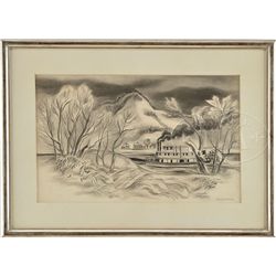 ERNEST FIENE (American, 1894-1965) "RIVERBOAT"