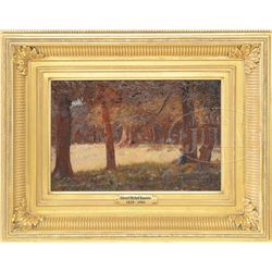 ATTRIBUTED TO EDWARD MITCHELL BANNISTER (American, 1828-1901) FIGURE READING IN A CLEARING