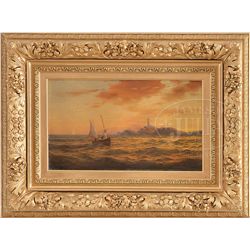 WARREN W. SHEPPARD (American, 1858-1937) ROUNDING ISLE OF SHOAL LIGHTHOUSE