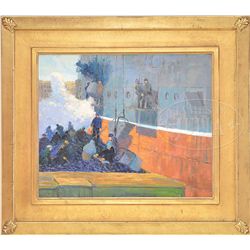 JAMES HARRINGTON (American, 1929- ) LOADING THE SHIP