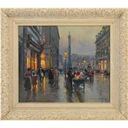 EDOUARD LEON CORTES (French, 1882-1969) FLOWER VENDOR ON A PARIS STREET