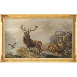 ROBERT CLEMINSON (United Kingdom) STAG AND DEER BY HIGHLAND LAKE