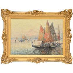 NICHOLAS BRIGANTI (American/Italian, 1861-1944) "PESCATORI FUORI VENEZIA" (THE FISHERMEN OF VENICE)