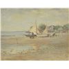 Image 1 : WILLIAM PARTRIDGE BURPEE (American, 1846-1940) BOATS AND FIGURES ON A BEACH