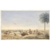 Image 1 : R. PAEZ (Argentinian, 19th Century) HERDING BULLS ON THE PAMPAS