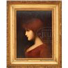 Image 1 : ATTRIBUTED TO JEAN-JACQUES HENNER (French, 1829-1905) GIRL WITH RED HAIR