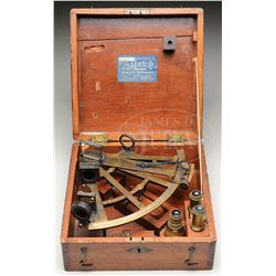 BRASS SEXTANT IN ORIGINAL CASE.