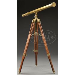 ROSS BRASS TELESCOPE ON STAND.