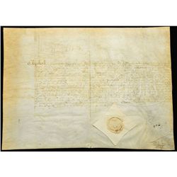 QUEEN ELIZABETH SIGNED PASSPORT DOCUMENT FOR ROBERT BERTIE DATE 1598.