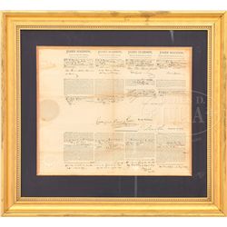FRAMED FOUR LANGUAGE PRESIDENTIAL SHIP'S PASSPORT DOCUMENT BY JAMES MADISON.