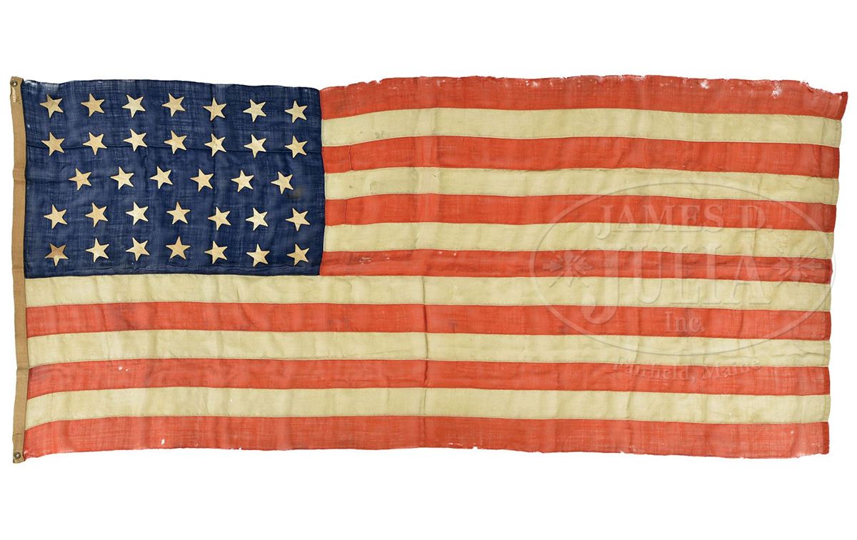 IMPORTANT CIVIL WAR ERA 34 STAR US FLAG BELONGING TO BRIGADIER GENERAL Edward C Mauran Of Rhode Isl I16888152