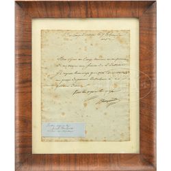 JOSEPH BONAPARTE (French, 1768–1844) AUTOGRAPHED LETTER.