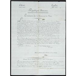 FRENCH DOCUMENT GRANTING PERMISSION FOR THE TAKING OF PRIZES AT SEA.