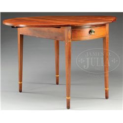 NEW ENGLAND HEPPLEWHITE INLAID CHERRY PEMBROKE TABLE.