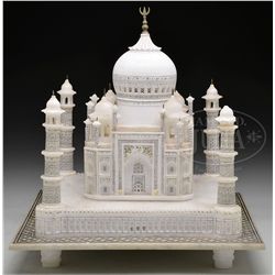 MINIATURE CARVED ALABASTER MODEL OF THE TAJ MAHAL.