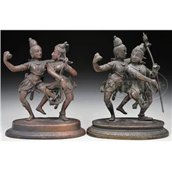 PAIR OF BRONZE SCULPTURES.
