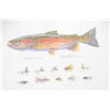 Image 2 : Large color print by wildlife artist Mike  Stidham of a Rainbow Trout and ten hand-tied  fishing fly
