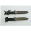 Image 1 : Lot of 2 M-5 bayonets with checkered black  plastic grips, 6.7” blades with M8A1  scabbards and oliv