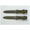 Image 2 : Lot of 2 M-5 bayonets with checkered black  plastic grips, 6.7” blades with M8A1  scabbards and oliv