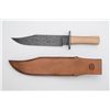 Image 2 : Custom spear point Bowie knife made of  Damascus patterned watered steel signed  Chaffee.  The knife