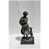 Image 1 : Bronze on stone base entitled “Little Sheep  Girl” approx. 22” in height with beautiful  patina and 