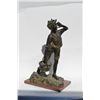 Image 1 : Bronze on stone base, approx. 29” in height  of a barefoot man with a basket of fish  calling out th