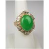 Image 4 : Spectacular 18 karat yellow gold ladies ring  set with a cabochon apple green Jade weighing  approx.