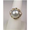 Image 2 : Elegant 18 karat yellow gold ladies ring set  with a Tahitian pearl averaging 12.00 MM in  diameter 