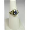 Image 2 : Stylish 14 karat yellow gold ladies ring set  with an oval Ceylon type color sapphire  weighing appr
