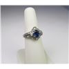 Image 2 : Gorgeous 14 karat white gold ladies ring set  with a Ceylon type color sapphire weighing  approx. 1.