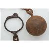 Image 2 : Iron ball and chain with half a Bean leg iron  for the shackle portion (no key); ball is  approx. 3-