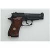 Image 1 : Beretta Model 85F DA semi-auto pistol, 9mm  short cal., 3-3/4” barrel, black finish,  checkered wood