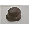 Image 1 : German WW II helmet, well-worn, uncleaned  with liner and considerable remnants of  spread eagle ove