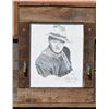 Image 1 : Handmade wooden display rack showing portrait  of John Wayne, approx. 49” long x 19” in  height and 