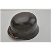 Image 1 : German WW II nazi era helmet showing dual  decals and original liner and strap. The left  side shows