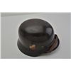 Image 2 : German WW II nazi era helmet showing dual  decals and original liner and strap. The left  side shows